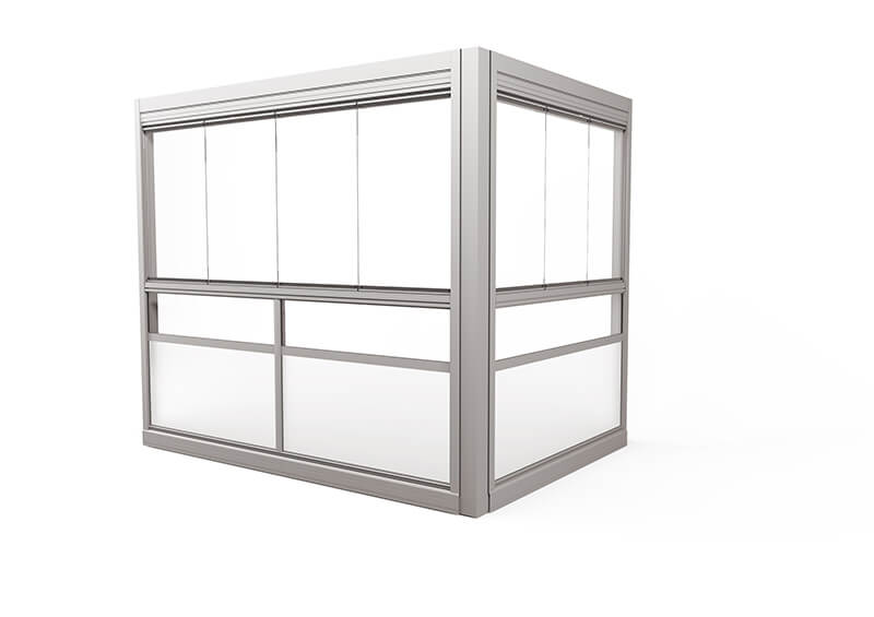 <span>Design Sight </span>Verglasungssystem mit rahmenlosen Fenstern.