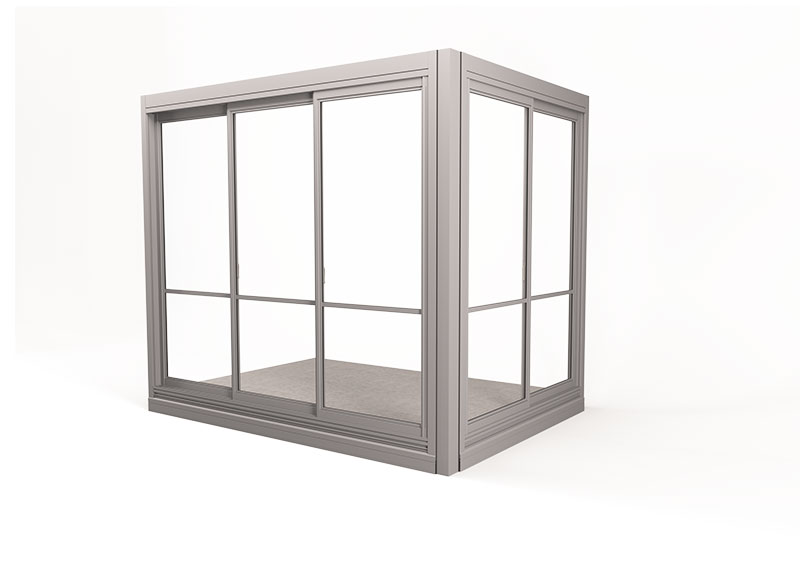 <span>Twin® Geschosshöhe </span>Verglasungssystem mit gerahmten Fenstern vom Fußboden bis zur Decke